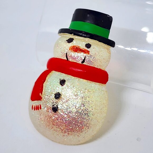 Vintage HALLMARK Iridescent Glitter SNOWMAN Snow Man Holiday Pin Brooch - Picture 11 of 11